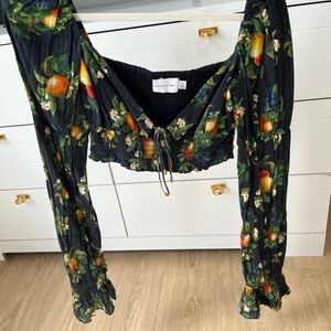 Perfect condition black crop top with fruit pattern